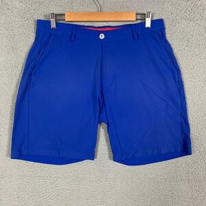 REDVANLY Kent Golf Shorts Mens Large Blue Performance Stretch Flat Front Active